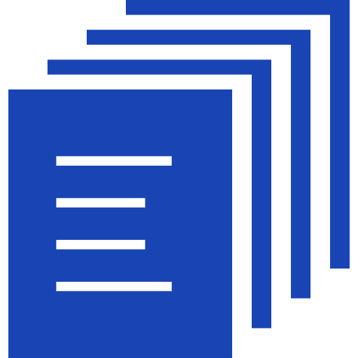Blue document icons stacked, representing digital files or pages for software applications.