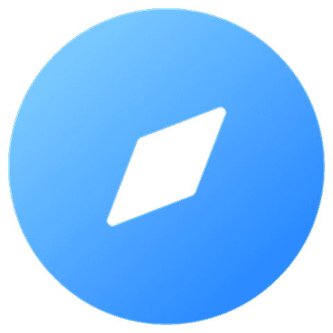A blue circular logo featuring a diamond shape cutout in the center, representing a modern design.